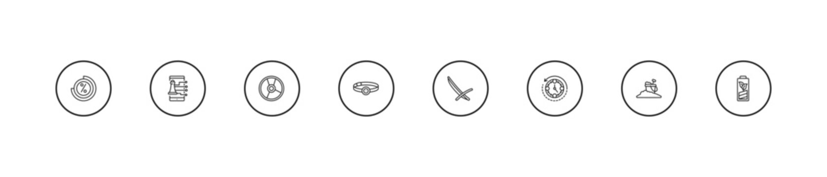 outline general icons set - cd record, head mirror, deckchair. editable vector for web and mobile ui