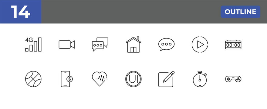 outline icons set - , editable vector for web and mobile