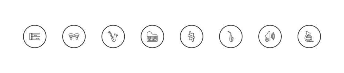 outline music icons set - jazz, piano, natural. editable vector for web and mobile ui © IconArt