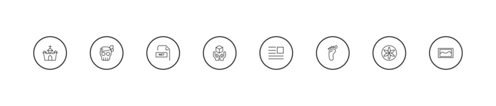 outline shapes icons set - net contents, handle with care, paragraph. editable vector for web and mobile ui