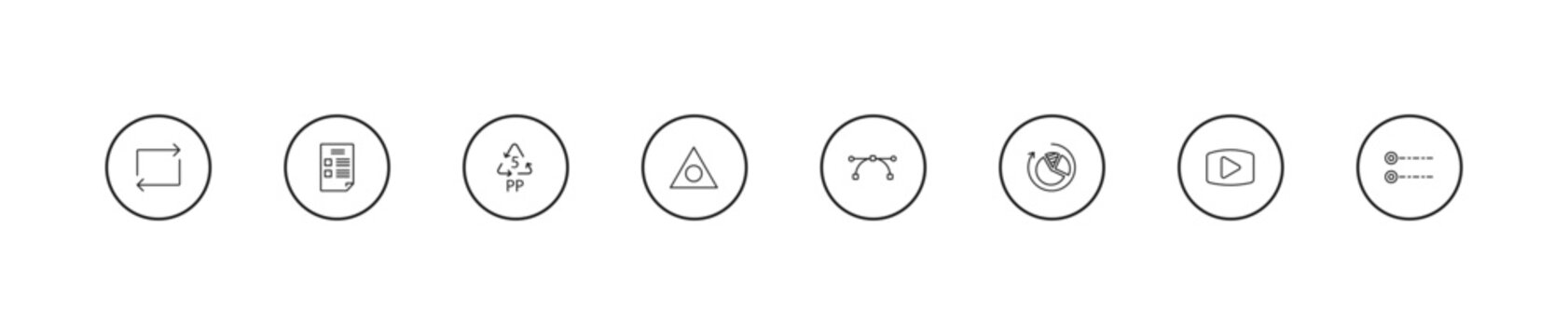 outline user interface icons set - 5 pp, triangular, anchor point. editable vector for web and mobile ui