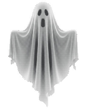 spooky ghost with wide open mouth screaming in fear vector illustration with retro halftone texture