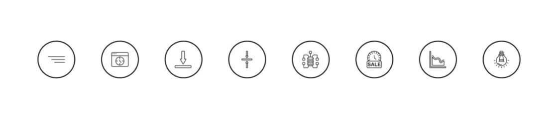 Obraz premium outline user interface icons set - bottom, vertical align, data connection. editable vector for web and mobile ui