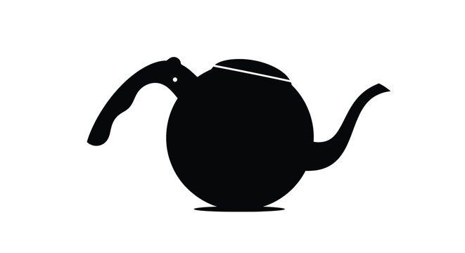 Teapot silhouette black color isolated on a white background simple kitchenware design element high quality professional detailed modern elegant stylish clean
