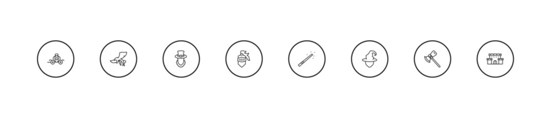 outline fairy tale icons set - leprechaun, knight, magic wand. editable vector for web and mobile ui © IconArt