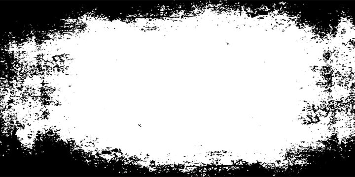 Abstract black and white grunge frame background with distressed border and rough grainy texture. benner poster