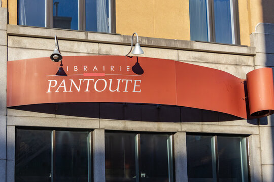 Quebec City, Quebec, Canada, April 26, 2026 - The Librairie Pantoute sign over the bookstore located at 286 St. Joseph Street East in the Saint-Roch district