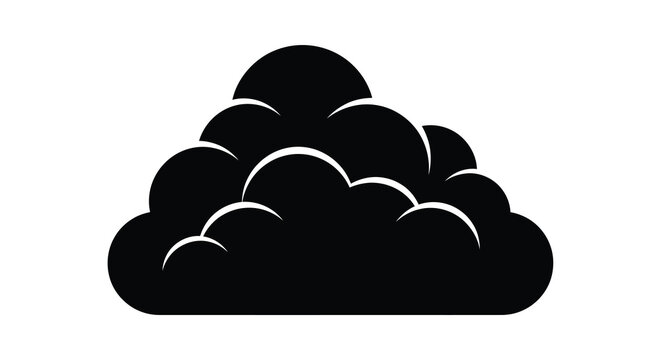 cloud silhouette black and white graphic of a puffy cumulonimbus cloud shape on a transparent background high quality professional detailed modern