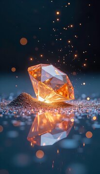 A diamond that is sitting on top of a pile of dirt.