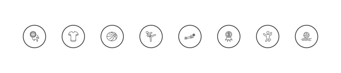 outline sports icons set - handball, karate fighter, volleyball motion. editable vector for web and mobile ui © IconArt