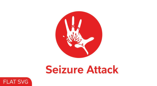 Seizure Attack Icon: Abstract Hand Symbol with Red Circle and Text