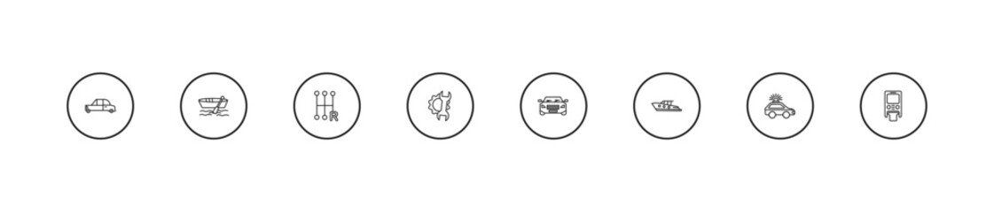outline transportation icons set - shift, repair, car frontal view. editable vector for web and mobile ui © IconArt