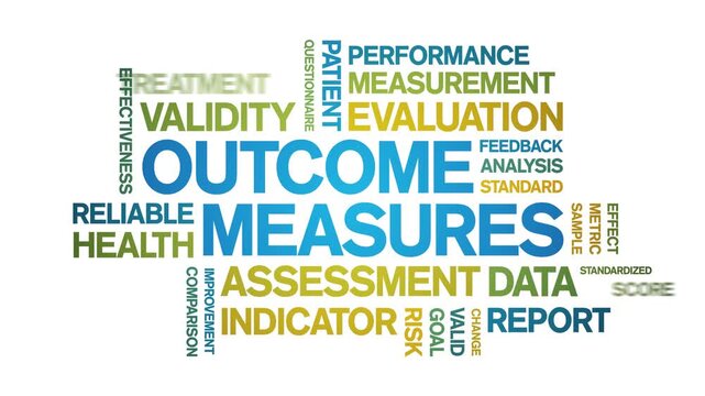 Outcome Measures animated word cloud-text design animation tag kinetic typography seamless loop.