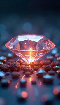 A close up of a diamond surrounded by small diamonds.