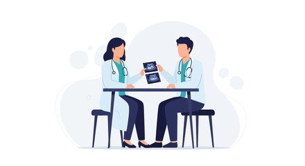 Fototapeta premium Doctors Discussing Medical Scan Results at a Table