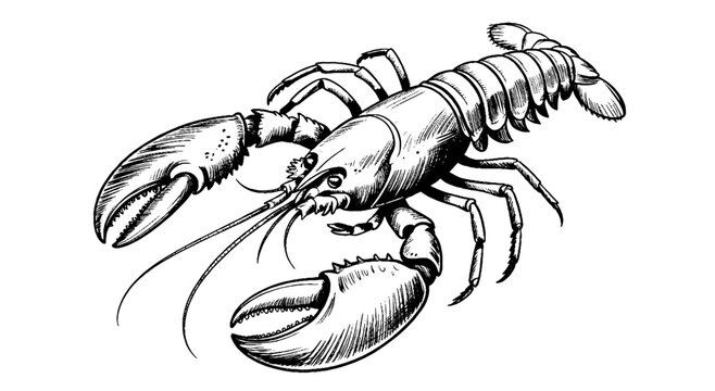 lobster sketch black and whte vector file