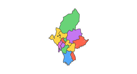 Fototapeta premium Colorful Map of Mexican States with Copy Space