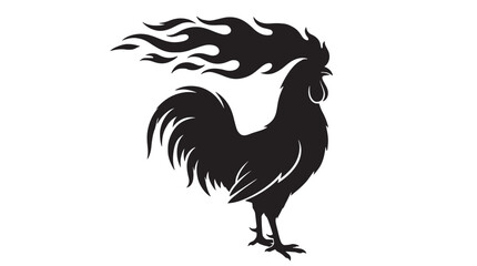 Flame Crest Rooster Silhouette vector illustration magnificent fiery mane, symbolizing strength, speed, and powerful energy for modern branding, sports teams, Editable Vector Stroke Illustration. © MasterTech