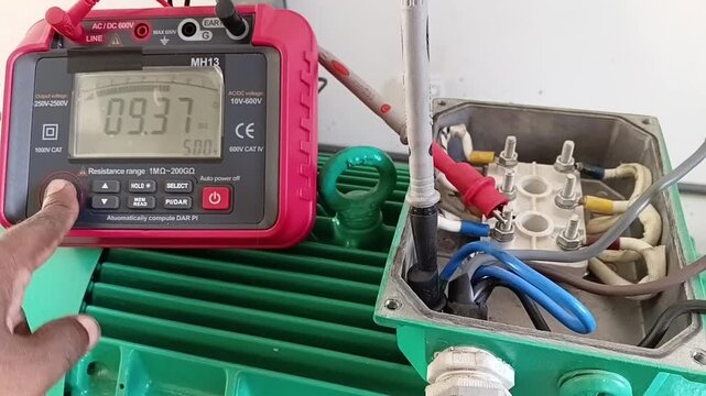 Motor Testing Sequence: Final Phase to Ground Insulation Test from W Phase to Earth on Electric Motor