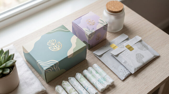 Feminine Hygiene Kit with Tampons Pads and Eco Packaging