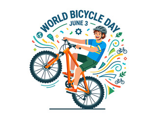 Obraz premium Celebrate World Bicycle Day on June 3rd with a Fun Cycling Illustration