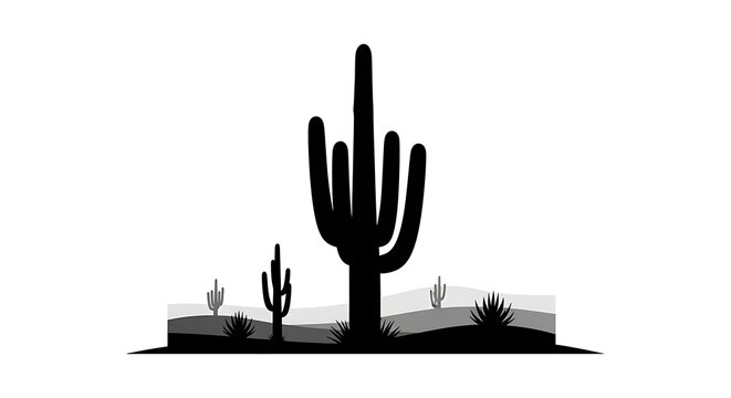 Desert landscape silhouette