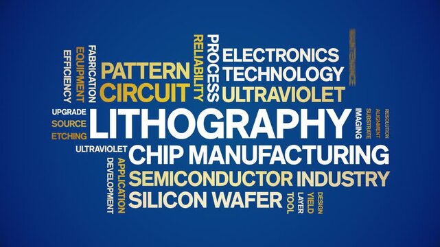 Lithography animated word cloud-text design animation tag kinetic typography seamless loop.