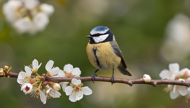 There is a blue and yellow bird sitting on a branch of a tree