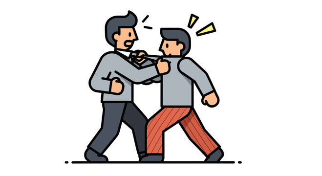 Two men fighting and arguing in a street conflict vector illustration