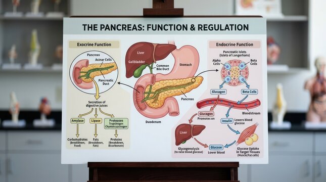 The Pancreas Function and Regulation Anatomy Diagram