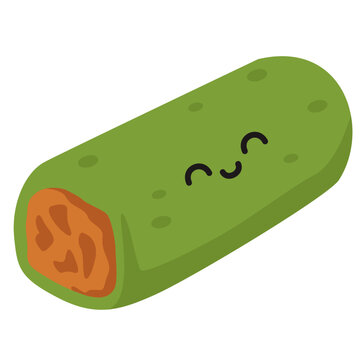 Kue Dadar Gulung Cute Traditional Indonesian Pancake Roll Coconut Filling Illustration. Vector Isolated