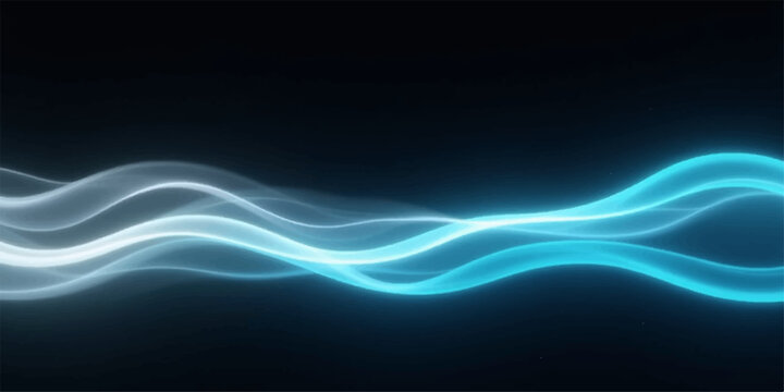 This digital vector art features an abstract blue wave background with flowing lines and a glowing energy pattern to create a dynamic light motion wallpaper design