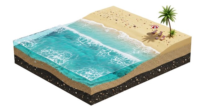 Isometric beach scene