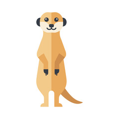Obraz premium Cute meerkat cartoon illustration in flat vector style standing upright with simple geometric shapes, isolated on a clean background for wildlife and children’s designs
