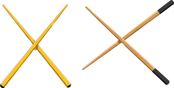 Vector Illustration of Drumsticks in X Shape for Music and Percussion Instrument Designs
