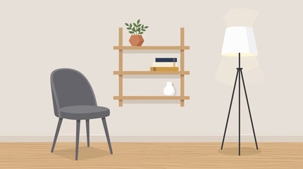 Fototapeta premium Gray chair with metal legs indoors.