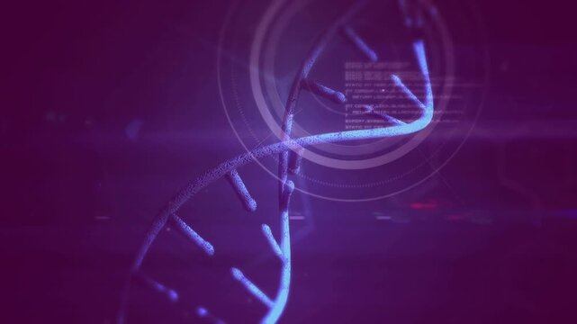Teal hex logo sliding in, starting HUD scan while cyan helix drifting right, showing DISEASE data