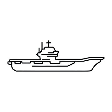 Aircraft carrier outline simple line art naval warship