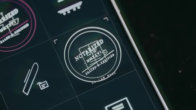 Law Book animated digital icon with stamp Notarized overlay