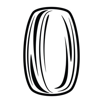 Stylized number zero outline icon with decorative vertical lines representing null value or beginning