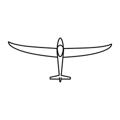 Obraz premium Simple glider plane outline black white line art illustration for aviation flying air travel and adventure concept