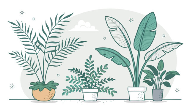 Collection of potted house plants variety.