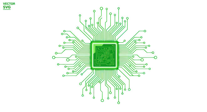 Green Microchip Circuit Board Technology Electronic Processor