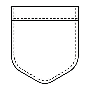 Outline of a simple patch pocket for clothing on white background