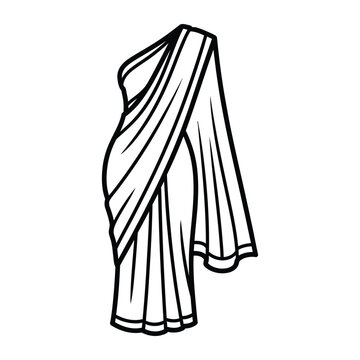 Traditional Indian saree outline vector graphic