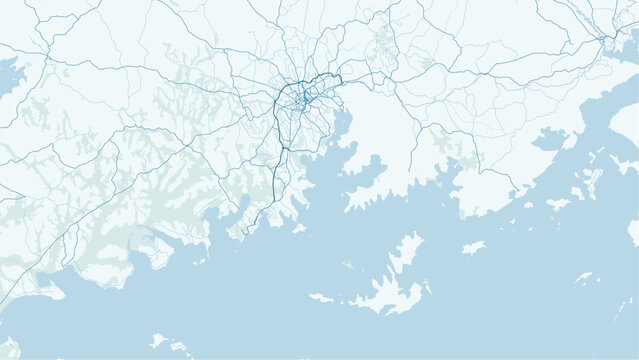Modern minimalist vector map of Kampala and Entebbe, Uganda. High-quality scalable illustration of city grids, Victoria Lake coastline, and Entebbe Peninsula for posters.