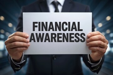 Obraz premium Businessman Promoting the Importance of Financial Awareness