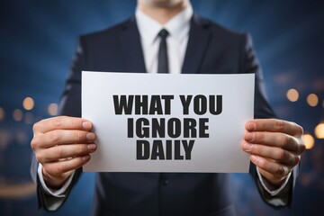Obraz premium Businessman Reminding What You Ignore Daily in Your Routine