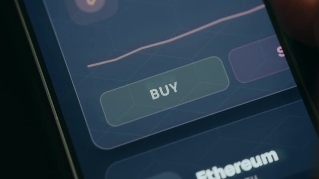 Cryptocurrency portfolio holding, Amount of Bitcoin held, user taps the option BUY