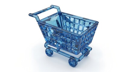 Fototapeta premium Blue shopping cart isolated.